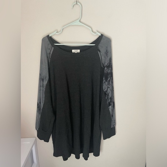 Umgee Mixed Media Gray Thermal Pullover Size Large - Picture 1 of 7